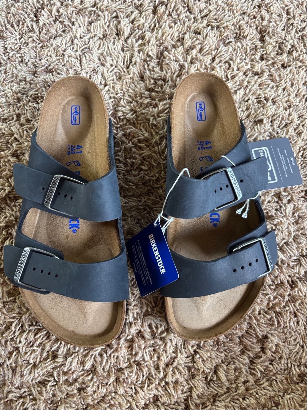 Birkenstock Arizona BS Black Leather Two-Strap Sandals Size 41 EU - Picture 4 of 10
